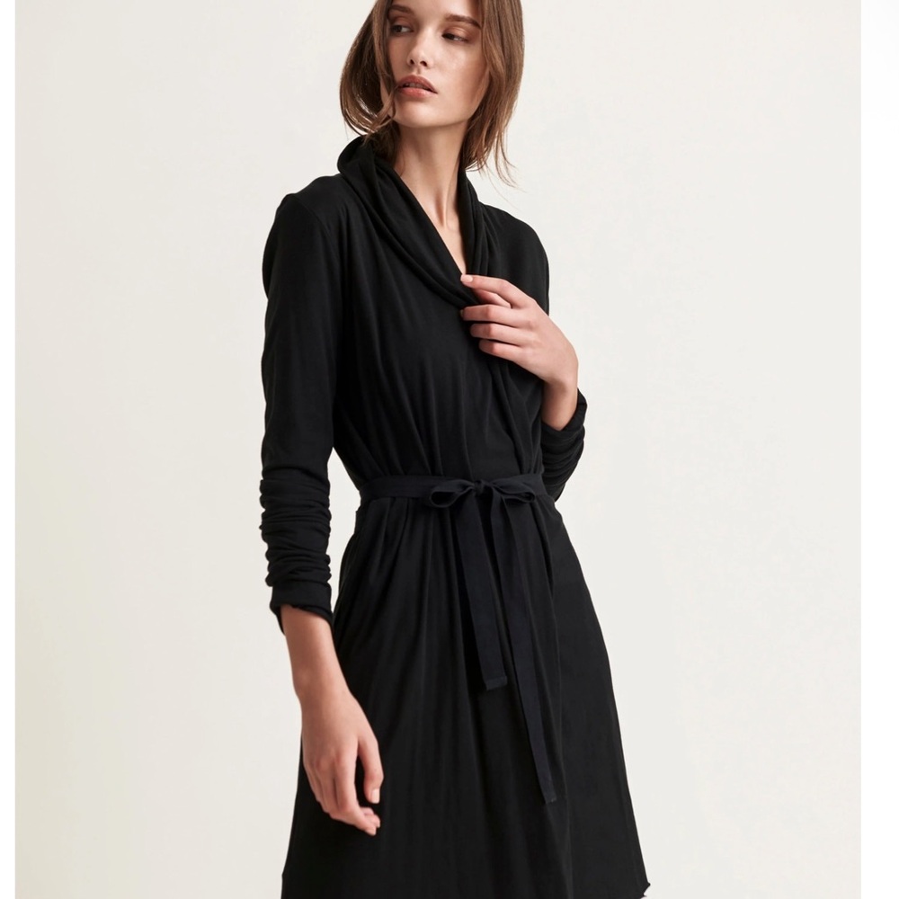 NATURAL SKIN Women’s XL Black Julianna Robe - Organic Cotton, Long Sleeve